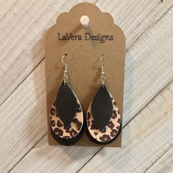 Genuine and Faux Leather Earrings - Picture 1 of 2
